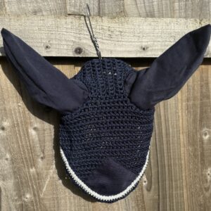 Navy Blue Ear Bonnet Silver Crystals