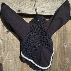 Black Ear Bonnet Silver Crystals