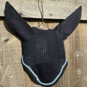 Dark Blue Ear Bonnet Silver Crystals